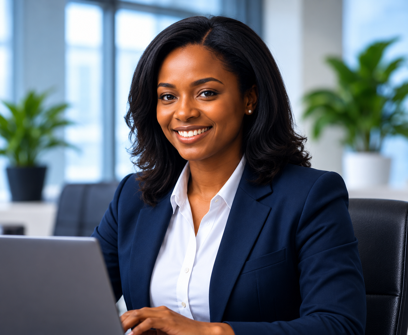 Administrative professional at a laptop