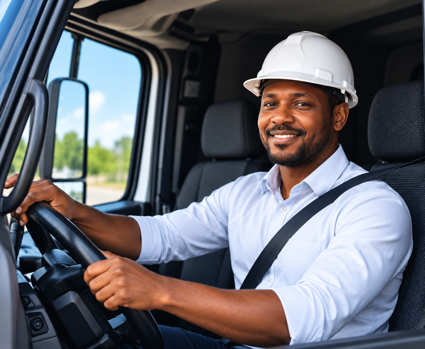 Driver at the wheel of a truck